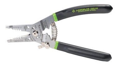 Greenlee 1955SS Stainless Steel Wire Stripper for 1018 AWG Solid and 1220 AWG Stranded HeavyDuty Stripper Cutter and Crimper Tool