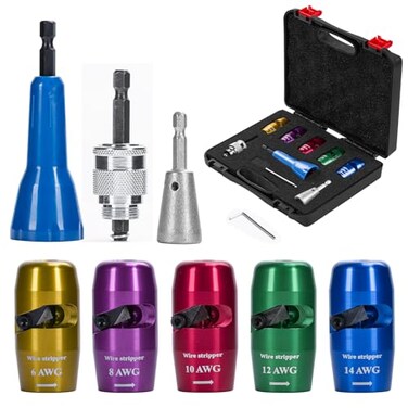 Mozeyerh Wire Stripper Twister Tool for Drill 2026 Upgraded Wire Stripping Tool Wire Twisting Connector for Cutters 614 AWG 8 In 1 Professional Electrician Wire Nut Twister Stripping and Twisting Tool