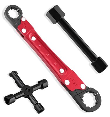 LAISGOO Plumbing Tools Angle Stop Wrench Kit 3Piece Plumber Tool Set with Compression Sleeve Puller 4Way Sillcock Key Fits 38 12 Angle Stop Outlets Ferrule Removal Tool for Tight Spaces