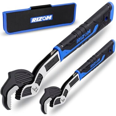 Rizom Self Adjusting Wrench 8 and 12 Pipe Wrench 2Piece Self Adjustable Wrench Set with 38 to 134 inch Jaw Open