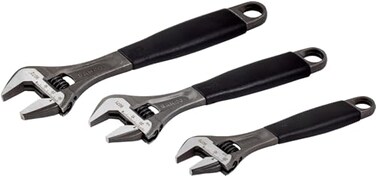 Bahco Bacho Alloy Steel Metric Adjustable Wrench Set Pack of 3