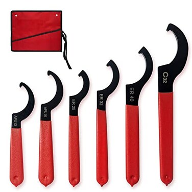 JANNO 6PCS Spanner Wrench Set Premium Shock Spanner Wrench Coilover Wrench Alloy Steel Hook Spanner Wrench for Suspension System and Shock Adjustment