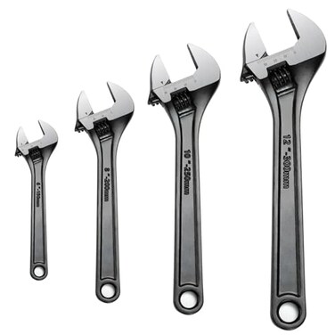 LYFJXX 4 Pcs Adjustable CRV Wrench Set 6 8 10 12 Inch Wrenches Chrome Vanadium Steel Wide Jaw Black Oxide Finish Craftsman Adjustable Wrench
