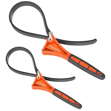 Stareign 2Pack Rubber Strap WrenchOil Filter Wrench Diameter 4 and 6 Heavy Duty Adjustable Blet Wrench for Jar OpenerWater FilterPlumbingSinkFaucetOrange