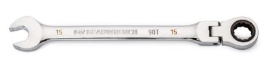 GEARWRENCH 15mm 4 Degree Swing Arch 12 Point Flex Head Ratcheting Combination Wrench 86715