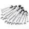 Prostormer Flex Head Ratcheting Wrench Set SAE 147814Piece Chrome Vanadium Steel Combination Wrench Set with Rack