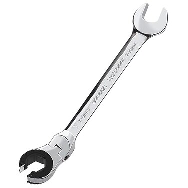 LOSCHEN 1PC 14mm Open FlexHead Ratcheting Wrench Metric Ratcheting Spanner with 77 Teeth Chrome Vanadium Steel Tubing Ratchet Spanner
