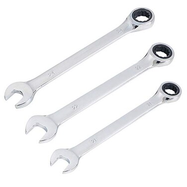 SaferCCTV Wrench Metric 21mm 22mm 24mm Ratcheting Wrench SetReversible Ratcheting Combination WrenchOpen Ended Ratchet