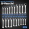 LOSCHEN Metric and SAE 20PCS Ratcheting Combination Wrench Set Spanner Set with Open End CRV Steel Ratcheting Tubing Wrench Set with 72Tooth Gear