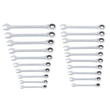 CRAFTSMAN Ratchet Wrenches Set 20 Pc 90 Tooth SAEMetric Ratcheting Wrench Set with Case 4 Degree Arc Swing CMMT87220