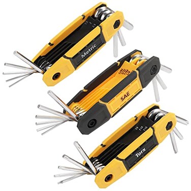 MULWARK 25 pcs Folding Allen Wrench Set Metric Standard SAE Key Tool 3 Pack Portable Hex for Basic Home Repair and General Applications