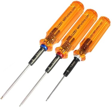 MIP 9602 3Piece RC Hex Screwdriver Set 15mm 20mm 25mm Precision Hex Allen Wrenches for RC Cars Drones Boats Helicopters RC Repair Tool Kit Made in USA