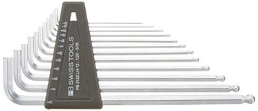 PB SWISS TOOLS PB Swiss PB212 ZLH12 12 Piece Long Chrome Ball Point HexAllen Key Set
