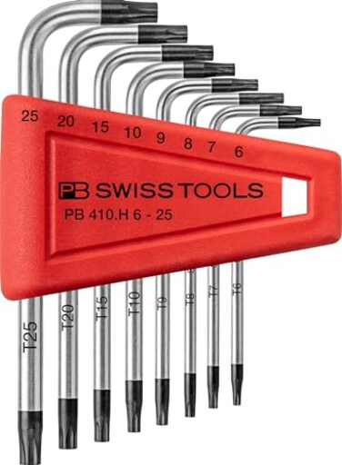 PB Swiss Tools Torx LWrench Set PB 410H 625 CN 100 Swiss Made 8Piece Allen Key Set Size T6T25 in Practical Plastic Holder