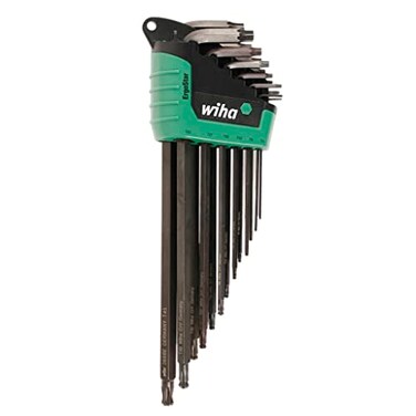 Wiha 36689 ErgoStar Torx LKey Set 13 Piece T5T45 Ball End Standard Auto FastOpen Holder Black Oxide