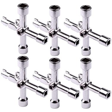 ATOPLEE 6pcs Electrical Cabinet Key Surface Polished Antirust 4 Way Utilities Key TriangleSquarePanel Cross Key for FaucetGas MeterValveSpigotsElectrical Cabinet Opening