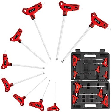 TOMMARS 9PC T Handle Allen Wrench Set SAE T Handle Hex Key Set Ball End SAE 56438 inch S2 Steel