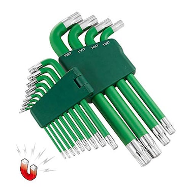 Powerbuilt 13 Piece Tamper Star Jumbo Long Point Magnetic Hex Key Wrench Allen Hex Key Wrench T10 T80941643