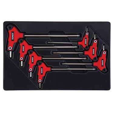 Sunex Tools Sunex 9857T Star Hex Key Set 7Piece T10 to T40 Comfort Grip Rubber Overmolded Handle Storage Tray