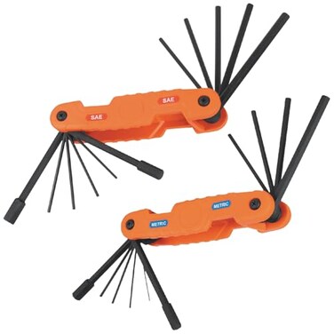 KLEIN TOOLS 70552 Pro Folding Hex Key Set 21Key SAE and Metric Hex Key Set with HighLeverage Blades 2Pack