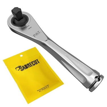 SabreCut 1 x MRSC03 Mini Micro Ratchet 14 Square 63mm 14 HEX Drive Stainless Steel Professional 72 Tooth Gear Hand Ratchet Wrench
