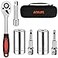 Athlife Universal Socket Wrench Tool Kit 719mm Socket Grip Tool Sets with 38 Ratchet Wrench Power Drill Adapter Gift for DIY Handyman Husband Boyfriend Dad Women Silver