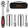 Athlife Universal Socket Wrench Tool Kit 719mm Socket Grip Tool Sets with 38 Ratchet Wrench Power Drill Adapter Gift for DIY Handyman Husband Boyfriend Dad Women Silver