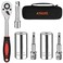 Athlife Universal Socket Wrench Tool Kit 719mm Socket Grip Tool Sets with 38 Ratchet Wrench Power Drill Adapter Gift for DIY Handyman Husband Boyfriend Dad Women Silver