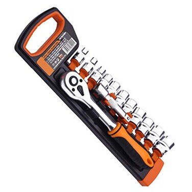 Edward Tools Pro Socket Wrench Set Metric Heavy Duty Chrome Steel Ergo Quick Release Ratchet Wrench Drive Handle Extension Bar 38