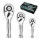 DURATECH 3PCS Stubby Ratchet Wrench Set 90Tooth 14 38 12 Drive Socket Wrench Mini Small Ratchet with CRMO Head QuickRelease Reversible Design Full Polished EVA Organizer