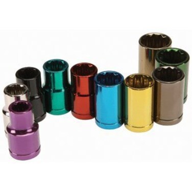 Pittsburgh Professional 10 Pc 14 in Drive Metric Color Coded Socket Set