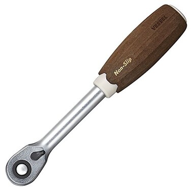 VESSEL HRH3W Woody Ratchet Handle Nonslip Grip Insertion Angle 38 inch 95 mm