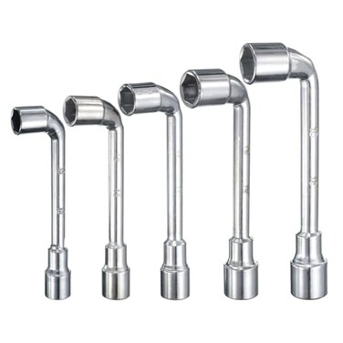 HARFINGTON 5pcs L Shaped Angled Hex Socket Wrench 1516171819mm 45 Steel Double Ended Metric 6 Point Tubular Socket Spanner for General Repairing Pipeline Bicycle Car Maintenance