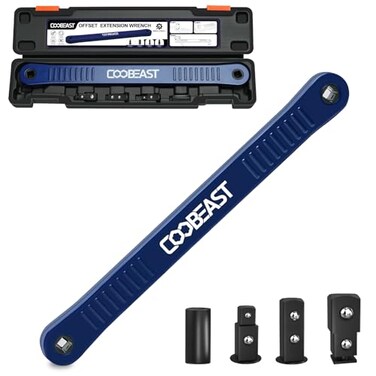 coobeast Offset Extension Wrench Impact Ready Socket Wrench Extender Tool with Versatile 14 38 and 12 Square Drive Adapters Universal Extensions Wrench for Small Place