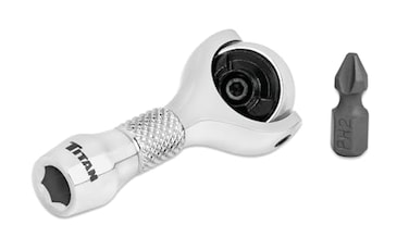Titan 11340 14Inch Drive x 214Inch 90Tooth Swivel Head Nano Ratchet with Hex Drive Handle