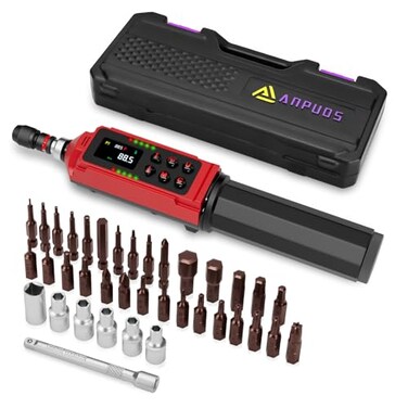 ANPUDS Digital Torque Screwdriver 15885 inlbs 01510 Nm 1 Accuracy 14 Drive InchPound Torque Screwdriver Set with Buzzer Vibration LED Alerts for Bike Electronics Repair