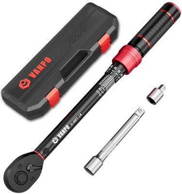 VANPO 38inch Drive Click Torque Wrench 545 FtLb6861Nm 3 Accuracy DualDirection 72 Tooth Aluminum Adjustable Torque Wrench for Bike Motorcycle Car Spark