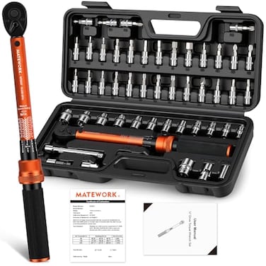 Matework 50PCS Inch Pound Torque Wrench Set 14 Drive Bike Torque Wrench 10230 inlb 11260 nm 72Tooth Dual Direction Click Torque Wrench with Bit Sockets for Bicycle MTB EBike Maintenance