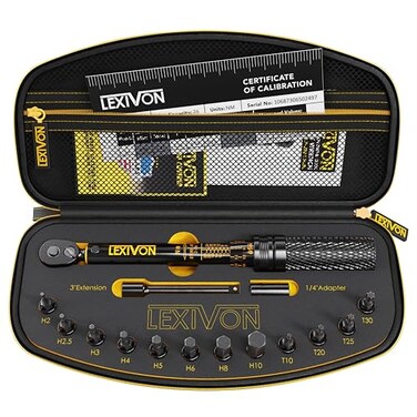 LEXIVON Bike Torque Wrench 14Inch Dr 15Piece Kit 72Tooth Gear DualDirection Click Type 226 Nm 1772301 inlb LX191
