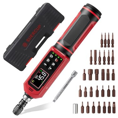 SUERCUP Digital Torque Screwdriver 08531inlbs0096Nm Inch Pound Screwdriver Torque Wrench Set with LED AlarmBuzzerVibration9 Preset Mode and Data StorageUsed for BikeGunsScope Mounting