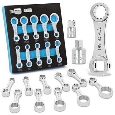 Fuceter Torque Adapter Set SAE 12PCS Includes 516 38 716 12 916 58 1116 34 1316 78 12 Point Box End Torque Wrench Extension Adapter 38 Drive with 12 14 Drive Converters