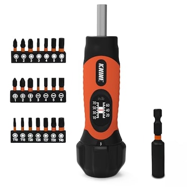 KNINE OUTDOORS Torque Screwdriver Wrench Driver Set 1070 Inch Pounds lbs for Maintenance 21 Hex Bits Shaft Extension For Tools Bike Repairing and Mounting Orange