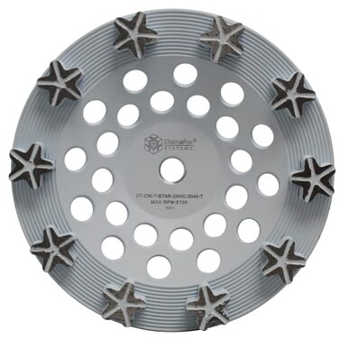 DiamaPro Systems Star Threaded 7 Inch 10 Segment Turbo Concrete Grinding Cup Wheel for Grinding Leveling Removing GlueCoating