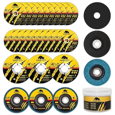 PRETEC 26 Packs Angle Grinder Cutting Flap Grinding Disc Wheel 4 12in Inches 20 Packs 45x14x78 Cut off Wheels3 Packs 45x78 60 Grit Flap Discs 3 Packs 45x125x78 Grinding Wheels
