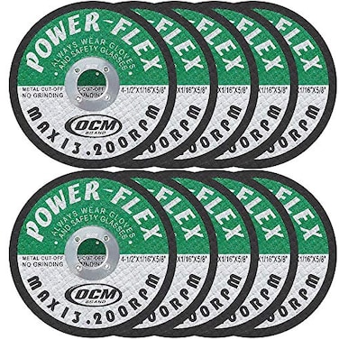OCM Brand 4 12 Inch x 116 Inch x 58 Inch Premium Cut Off Wheels 10 Pack for Cutting All Ferrous Metals and Stainless Steel