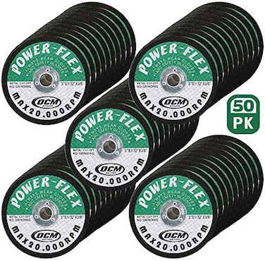 OCM Brand 50 Pack Cut Off Wheels 3 Inch x 132 Inch x 38 Inch for Cutting All Steel and Ferrous Metals