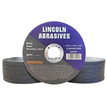 Lincoln Abrasives 50 Pc 45 x 116 x 78 CutOff Wheels Metal Stainless Steel