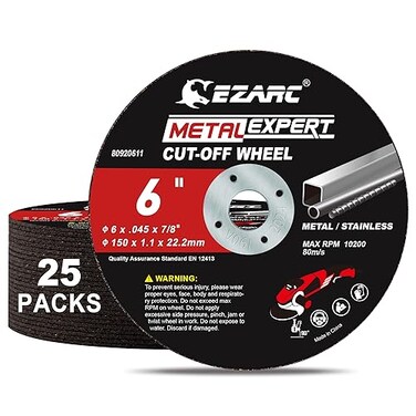 EZARC Cut Off Wheels 25 Pack 6 x 045 x 78 Thin Grinder Cutting Wheel Metal Stainless Steel Cutting Disc for Angle Grinders