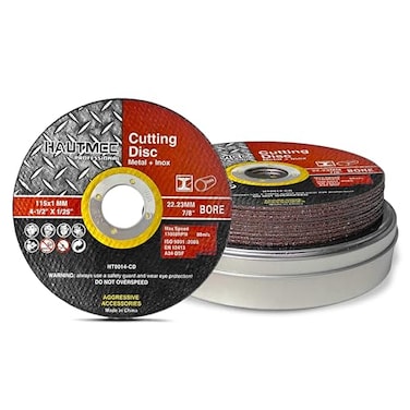 HAUTMEC 10 Pack Cut Off Wheels 412 x 04 x 78 Metal Cutting Discs with Storage Tin Box for Angle Grinder MPA UltraThin Aluminum Oxide Abrasive CutOff Wheel HT0014