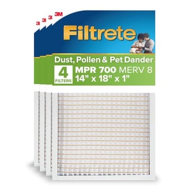 Filtrete 14x18x1 AC Furnace Air Filter MERV 8 MPR 700 Tough on Pollen Easy on Airflow 3Month Pleated 1Inch Electrostatic Air Cleaning Filter 4Pack Actual Size 1381 x 1781 x 081 in